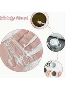 100个透明塑料迷你勺，适用于甜点、冰淇淋、果冻、布丁、酸奶品尝、开胃菜、家庭聚会、野餐、餐厅和厨房 - 彩色 - 查看 10