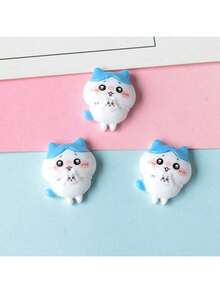 Sega 10件套可爱卡通兔子和猫咪树脂饰品，发夹，手机壳，奶油果冻DIY材料，新年，情人节，复活节礼物（款式随机） - 彩色 - 查看 4