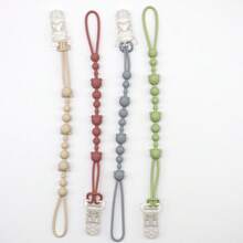 4-Piece Set With 4 Clips Silicone Pacifier Chains, Suitable For Baby Teething Toys And Teethers - Multicolor - View 3
