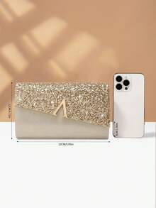 REMANLAND Túi cầm tay dự tiệc sang trọng, túi phong bì thời trang thanh lịch, túi xách dự tiệc cưới dành cho nữ. - Vàng - Xem 4