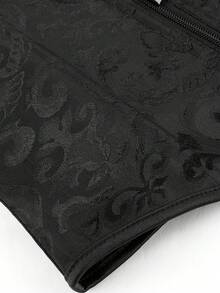 Corset dưới ngực có họa tiết Jacquard, đai nịt eo có khóa kéo, dây buộc phía sau, áo liền quần định hình eo - màu đen - Xem 6