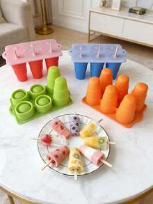 Molde de paletas de silicona de verano, molde de paletas de 6 cavidades y palitos, fabricante de helados de fácil liberación y reutilizable, adecuado para yogur congelado DIY, gelatina, paletas caseras - Multicolor - Ver 1