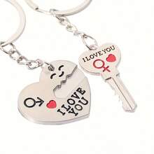 Bộ 2 móc khóa hình trái tim "I Love You" bằng hợp kim, thích hợp để trang trí túi xách, balo, quà tặng Valentine cho người yêu. - Nhiều màu - Xem 7