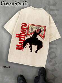 2026 Summer New Unisex T-Shirt,  ,,, Valentine's Day,Independence Day And Easter- Logo Print Crewneck T Shirt With Vintage Cowboy Silhouette Design For MenCasual Wear Unisex Style Camiseta Para Hombre Graphic Tees Jesus Shirts - 杏色 - 查看 4