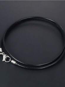 1条皮革项链，带扣绳，编织绳项链，男女通用，不锈钢扣，2.5毫米黑色皮革绳项链（不含吊坠） - 黑色 - 查看 1