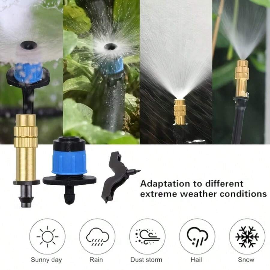 花园灌溉配件,配备铜质雾化喷嘴、360度全方位喷泉喷嘴和冲孔器,采用优质塑料材质,4/7毫米铜质雾化喷嘴适用于户外冷却系统、花园温室、蔬菜草坪浇水系统,1/4英寸可调节滴头迷你喷嘴配件,适用于花园蔬菜、花园滴灌系统和浇水系统。 - 花園灌溉配件 - 查看 1