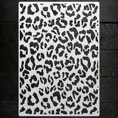 Reusable Leopard Print Stencil, Suitable For DIY Wall Art, Scrapbooking And Embossing - Durable PET Plastic, Easy To Use 11.7 Inch X 8.3 Inch Template