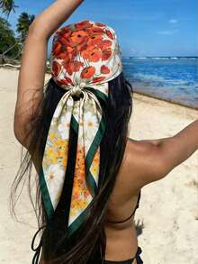 1 chiếc khăn bandana vuông bốn mùa mới dành cho nữ, 90cm, chất liệu giả lụa, in họa tiết, thích hợp sử dụng hàng ngày. - Nhiều màu - Xem 5