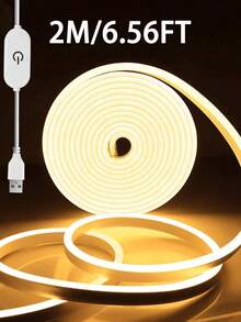 1m/2m/3m/4m/5m USB供電可調光柔性LED霓虹燈條，氛圍燈適用於客廳、臥室、廚房、樓梯、櫥櫃、鏡子、電腦遊戲裝飾，室內臥室電視背光櫥櫃裝飾柔性霓虹燈牌 - 白色 - 查看 18