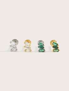 1 Pair Fashionable Minimalist Square Crystal Stud Earrings, Suitable For Daily Wear - Square Drill - View 5