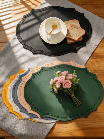 Faux Leather Placemat Set, Washable, Durable, Non-Slip Heat-Resistant Placemats For Dining Room, Office, Outdoor Picnic, Party Decor, Christmas, Wedding, Housewarming, Holiday Party, Hotel Home Daily Table Mats