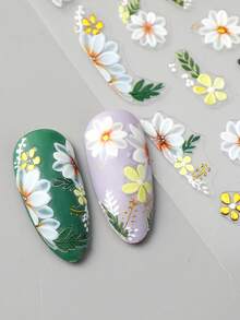 2 miếng dán họa tiết cánh hoa và lá bạch kim mùa xuân, phụ kiện trang trí móng tay tự dính, đồ dùng làm móng. - Nhiều màu - Xem 5