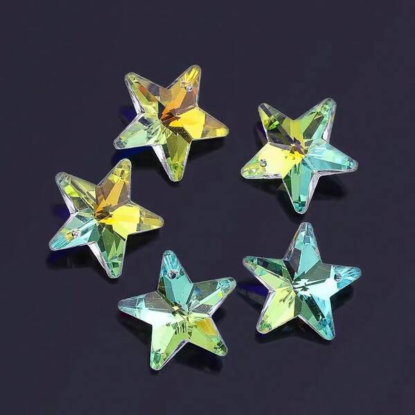 10pcs 20mm Crystal Beads DIY Suncatcher Making Pendant Moon Star Snowflake Chandelier Replacement Parts Charms For Necklace Earrings Jewelry Loose Beads Window Decor