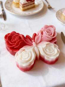 1个3D花朵蝴蝶硅胶蜡烛模具，适用于DIY香薰蜡烛、肥皂和石膏工艺品，情人节、婚礼、春节硅胶模具 - A - 查看 6