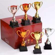 定制奖杯，大型金属金奖杯，体育比赛冠军奖品 - 金色 - 查看 3