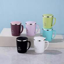 2pcs 304 Stainless Steel Double-Layer Insulated Water Cup With Lid, Anti-Spill Creative Milk Mug, Home/Office Tea/Water Drinking Cup - Multicolor - View 3
