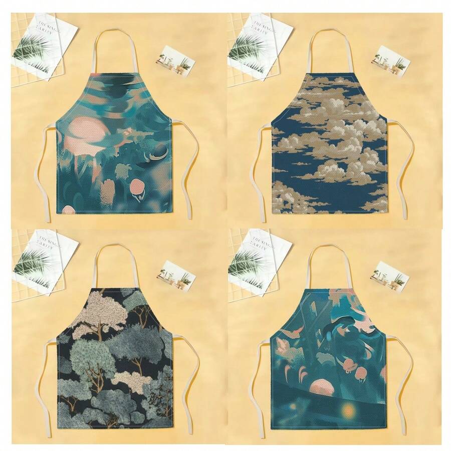 1 chiếc tạp dề họa tiết phong cảnh, tạp dề in hình thời trang ngộ nghĩnh, tạp dề nhà bếp, tạp dề nấu nướng, tạp dề gia dụng sáng tạo. - Nhiều màu - Xem 1