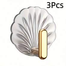 贝壳形粘钩，重型无痕挂钩，浴室厨房门挂钩，奢华透明金色挂钩架 - 透明色 - 查看 17