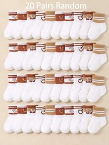 20/10/5 双装婴儿条纹拼接提花船袜，幼儿男童基础款运动袜，弹性罗纹袜口，柔软透气高弹力无束缚日常袜，0-36 个月，春夏日常穿着及返校必备，婴儿袜，幼儿男童袜，婴幼儿袜，船袜，运动袜，混色图案袜，儿童春夏衣橱返校必备 - 彩色 - 查看 9