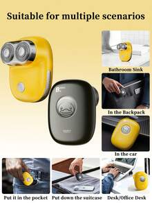 SKYWORTH 250mAh High Capacity Battery Electric Shaver, IPX7 Waterproof, Wet/Dry Use, Full Body Washable, 3 Precision Steel Blades, One-Touch Start, Premium Silver Appearance, Suitable For Shower Use, Reduces Skin Irritation, Applicable For Travel, Camping, Fitness, Office, Bathroom, Bedroom And More Scenarios - Multicolor - View 7