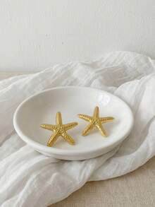 OBOVAY 2pcs/Set Stainless Steel Gold Fashion Earrings, Seahorse, Starfish, Seaweed Ocean Theme Elegant Earrings, Perfect For Daily Wear, Holidays And Parties, Thoughtful Gift For Mother's Day, Easter Or Beach Vacation - Gold - View 7