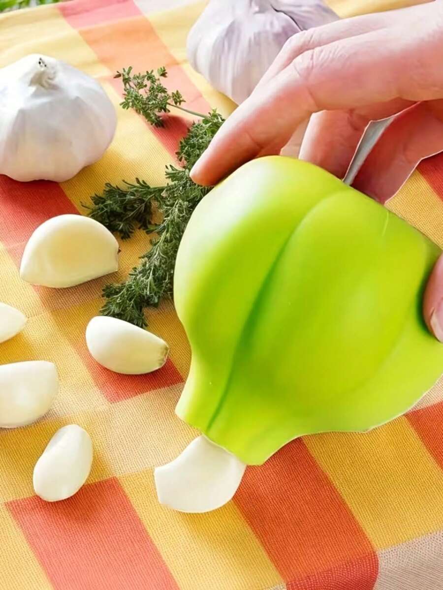 1个硅胶剥蒜器 – 快速剥蒜瓣，防滑易剥，适用于厨房压蒜、露营、烧烤等场景 – 卫生剥蒜工具