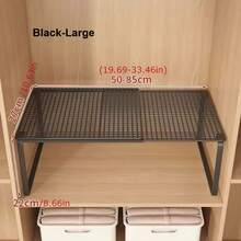 1pc Heavy Duty Adjustable Height Wardrobe Shelf, Space-Saving Multi-Tier Metal Storage Rack, Easy Installation, Metal Material, Bedroom Closet Organizer, Expandable Multi-Layer Design, Vertical Storage Rack Suitable For Clothes & Shoe Cabinet - Multicolor - View 12