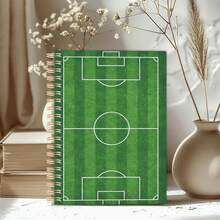 A5 Soccer Field Spiral Notebook, Green Field Pattern Cover, Classic Football Pitch Design, Perfect Gift For Soccer Fans - A5 - View 9