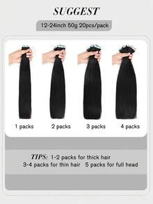 SUYYA 14英寸真人发接发片 20片装 乌黑色接发片 女士无痕接发片 真人发 - S1 - 查看 5