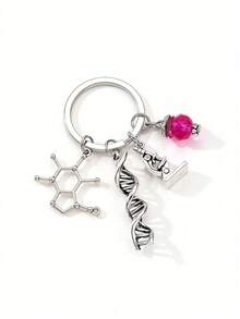 1件独特时尚显微镜、DNA、化学仪器彩色珠子组合合金钥匙扣，送给生物科学爱好者和老师的礼物，也适合送给母亲、父亲、毕业生和教师。 - 彩色 - 查看 16
