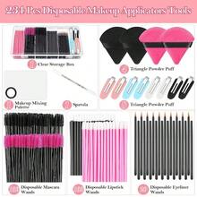 234件套一次性化妆工具套装，包含化妆海绵、调色盘、睫毛刷、唇刷、发夹、海绵（颜色随机）和收纳盒。此套装包含化妆刷、化妆刷套装、全套化妆工具、化妆刷套装和化妆礼盒。 - 彩色 - 查看 2