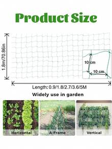1,8m*0,9/1,8/2,7/3,6/5M Enrejado de plantas, red de crecimiento de poliéster resistente, enrejado de jardín con malla cuadrada para plantas trepadoras, verduras - multicolor - Ver 5