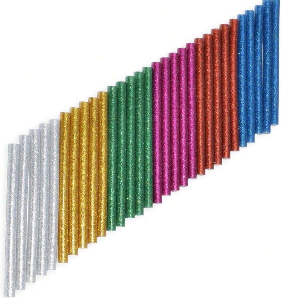 BATDIYOW Mini Glitter Glue Gun Sticks Colored 30 PCS 6 Colors 027 In X 4 In Compatible With Most Glue Guns - White - View 1