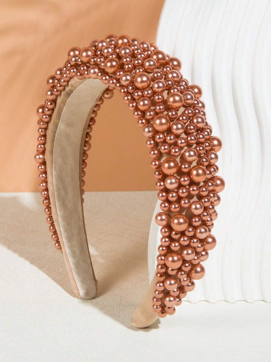 1pc Fashionable Red Pearl Headband For Girls,Summer,Hair Accessories,Holiday