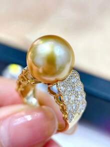 1pc Elegant High-End Fashion Pearl Ring, Large Round Bright Cubic Zirconia Inlaid, Luxury Exquisite Jewelry Design For Women - Ring - View 3