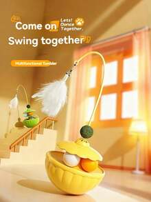 Đồ chơi chuột lăn cho thú cưng, đồ chơi chuột nhồi bông cho mèo, đồ chơi tương tác dạng que lông vũ cho mèo. - Nhiều màu - Xem 3