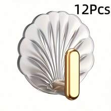 贝壳形粘钩，重型无痕挂钩，浴室厨房门挂钩，奢华透明金色挂钩架 - 透明色 - 查看 18