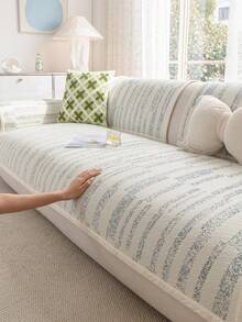 1件装四季透气冰丝沙发垫套,现代简约防滑可水洗沙发座垫保护套,柔软不褪色,宠物友好,适用于L型沙发和1-4人座沙发,蓝色 - 藍色 - 查看 5