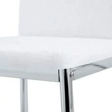 Set Of 4 White Dining Chairs, Diamond Pattern Faux Leather Upholstery, Metal Legs, Modern Style For Kitchen, Living Room, Cafe And Home Office. - White - View 10