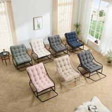Outdoor Rocking Chair, Comfortable, Soft And Thick Cushion For Living Room, Bedroom, Reading Room, Black Frame With Grey Cushion - 深灰色 - 查看 7
