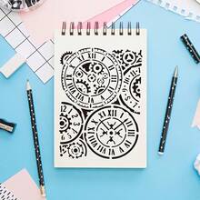 Reusable Clock, Gear Template, Suitable For DIY Wall Art, Scrapbooking And Embossing - Durable PET Plastic, Easy To Use 11.7 Inch X 8.3 Inch Template - A - View 4