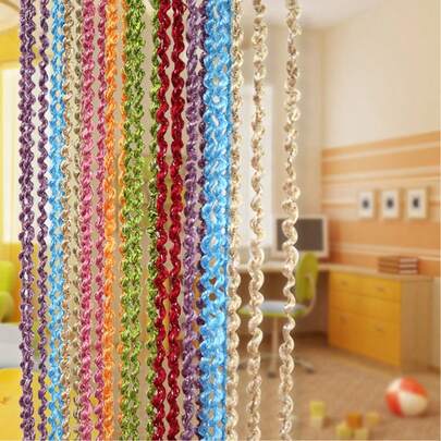 1pc Colorful Beaded Curtain, Thickened Living Room Entryway Partition Curtain, Wedding Doorway Curtain With Tassels, Window Curtain Divider Decor