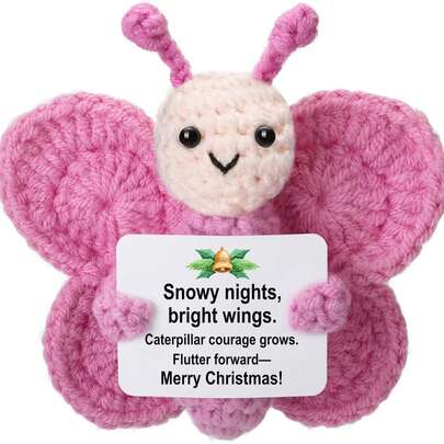 1PC Easter, Mother's Day, Father's Day, Small Gifts - Mini Crochet Butterfly Plush Toys, With Story Marks, Handcrafted Exquisite Gifts, Cute Desktop Bedside Table Decorations, Secret Santa