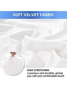 1件套弹力丝绒扶手椅套，含靠背套和高扶手套，简约无衬里，适用于卧室、客厅、书房及其他光线充足的空间。 - 白色 - 查看 4