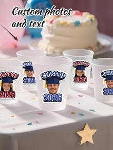 8/16/36pc Custom Personalized Graduation Commemorative Cup Sticker,Customized 2026 Graduation Stickers,Custom Photo & Text,Perfect Graduation Party Supplies, Ideal For High School/College Graduates, Graduation Ceremonies & Parties Tableware ,Can Be Used For Special Items, Stationery, Water Cups, Tableware And Books, Graduation Season Party Decorations,Graduation Gift - Multicolor - View 1