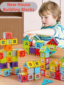 Large Size House Building Blocks, Children's Puzzle Toys For Preschool, Toddler Boys Girls Indoor Playset, 3-6 Years Old, Big Bricks With Windows, Creative House Building Blocks, Brain Development Toys - Portable Plastic Blocks For Beginners - New House Building Blocks - View 1
