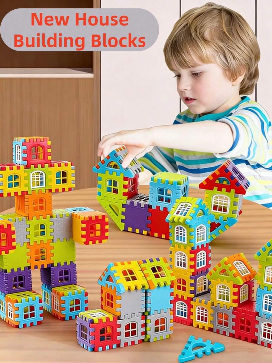 Large Size House Building Blocks, Children's Puzzle Toys For Preschool, Toddler Boys Girls Indoor Playset, 3-6 Years Old, Big Bricks With Windows, Creative House Building Blocks, Brain Development Toys - Portable Plastic Blocks For Beginners - New House Building Blocks - View 1