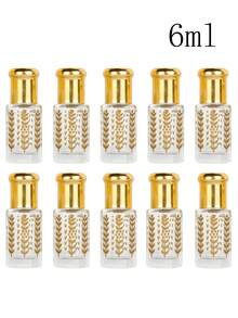 10pcs/Set (10 Packs) Leak-Proof Gold-Plated Embossed Glass Essential Oil Roller Bottle Set, Refillable Smooth Stainless Steel Roller Bottles, Portable Perfume & Cosmetic Refill Bottles, Suitable For Aromatherapy, Travel, Toiletry, Home, Salon, DIY, Birthday & Holiday Gifts - Multicolor - View 11