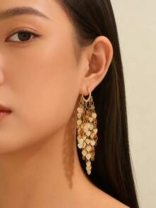 1对优雅复古性感百搭心形吊坠流苏项链，适合女性日常休闲、派对、音乐节、海滩度假等场合佩戴 - 金色 - 查看 3