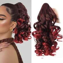 14-Inch Curly Wavy Ponytail Wig With Clips, Made Of Synthetic Fibers, Fluffy Curly Ponytail - Multicolor - View 18